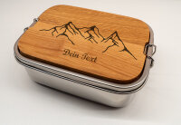 Lunchbox 1200ml aus 316 Edelstahl personalisiert mit Bergpanorama
