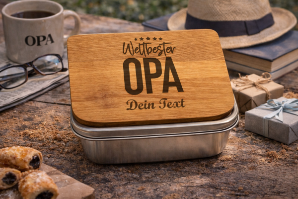 Lunchbox 1200ml aus 316 Edelstahl personalisiertfür Opa