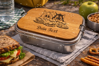 Lunchbox 1200ml aus 316 Edelstahl personalisiert mit Katzen