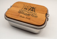 Lunchbox 1200ml aus 316 Edelstahl personalisiert mit Katzen