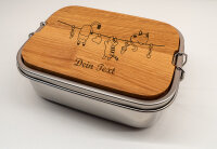 Lunchbox 1200ml aus 316 Edelstahl personalisiert mit Katzenmotiv