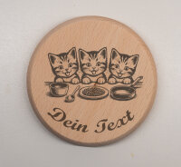Bierdeckel aus Buchenholz – personalisiert mit Katzenmotiv