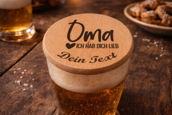 Bierdeckel aus Buchenholz – personalisiert für Oma