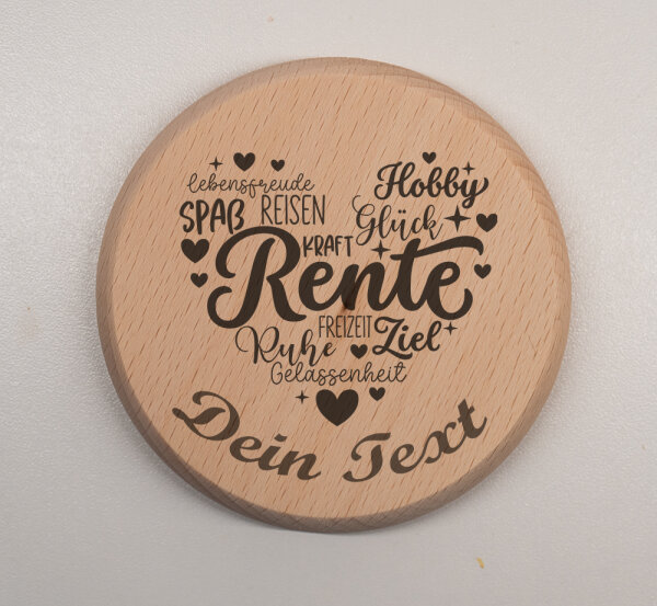 Bierdeckel aus Buchenholz – personalisiert für Rentner