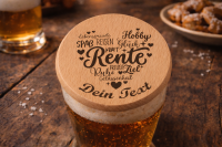 Bierdeckel aus Buchenholz – personalisiert für Rentner