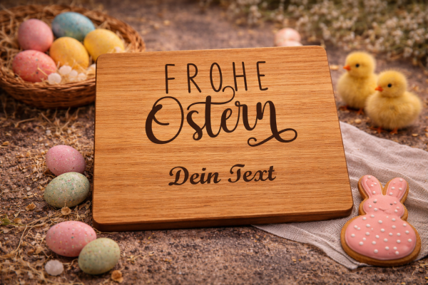 Personalisierter Untersetzer mit Filzrücken aus Eichenholz zu Ostern