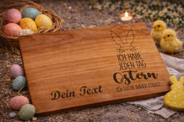 Personalisiertes Schneidebrett aus Kirsche geölt zu Ostern