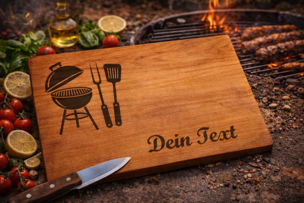 Personalisiertes Schneidebrett aus Kirsche für Grillmeister