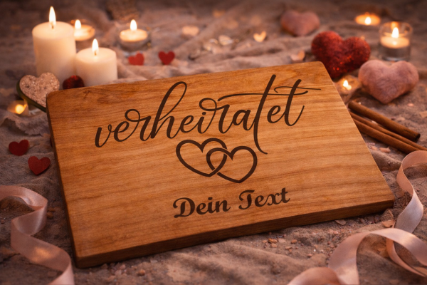 Personalisiertes Schneidebrett aus Kirsche geölt zur Hochzeit