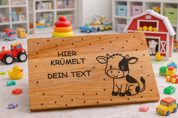 Personalisiertes Schneidebrett aus Esche mit Kuh