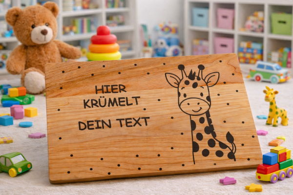 Personalisiertes Schneidebrett aus Esche mit Giraffe