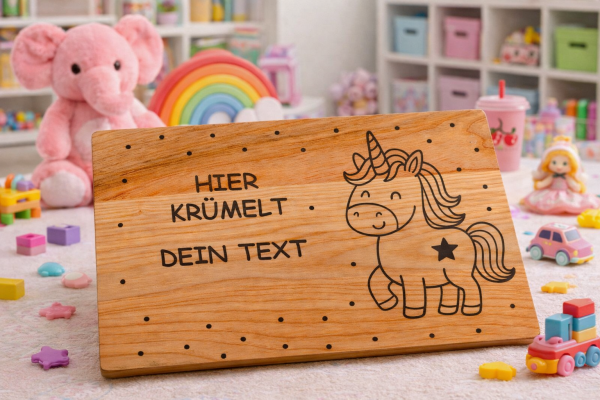 Personalisiertes Schneidebrett aus Esche mit Einhorn