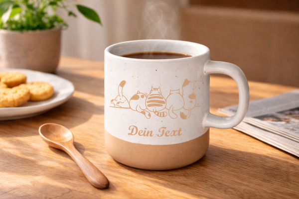 Personalisierte Tasse mit Wunschtext und Katzen