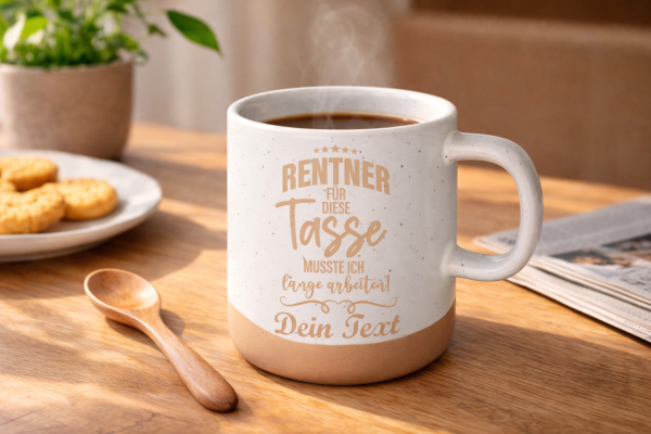 Personalisierte Tasse mit Wunschtext für Rentner